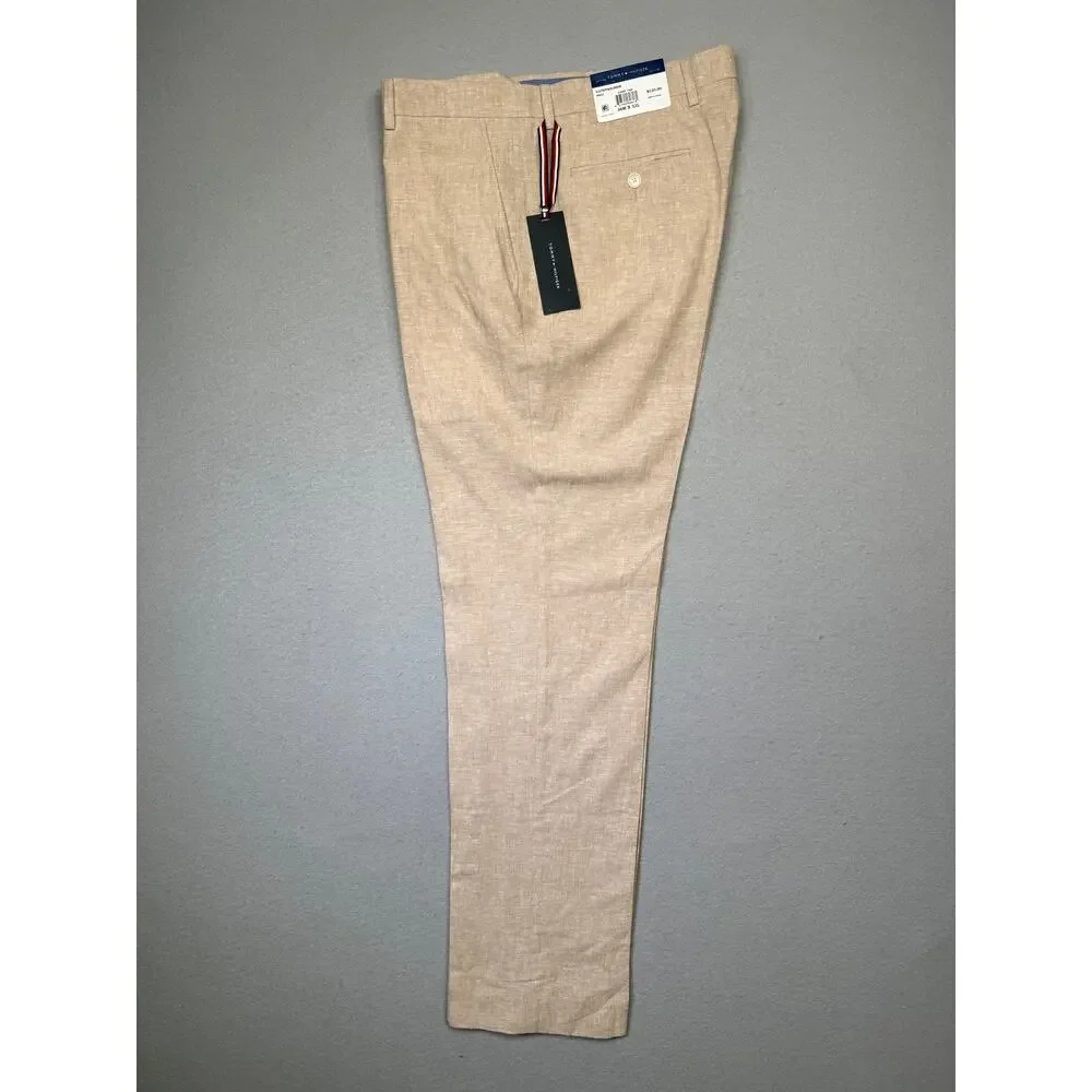 Tommy Hilfiger Men's Modern-Fit Linen Blend Pants Light tan 36x32 $125